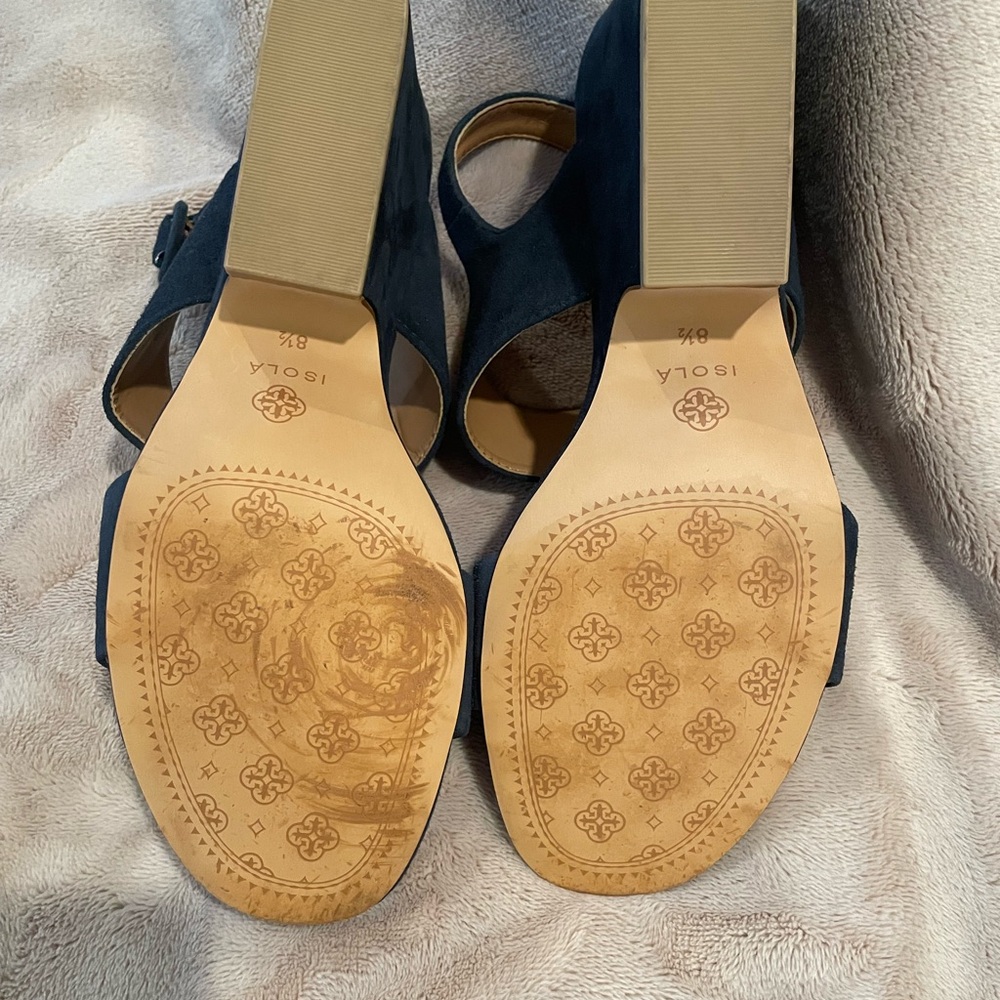 Isola Navy Heeled Sandals - Picture 6 of 10